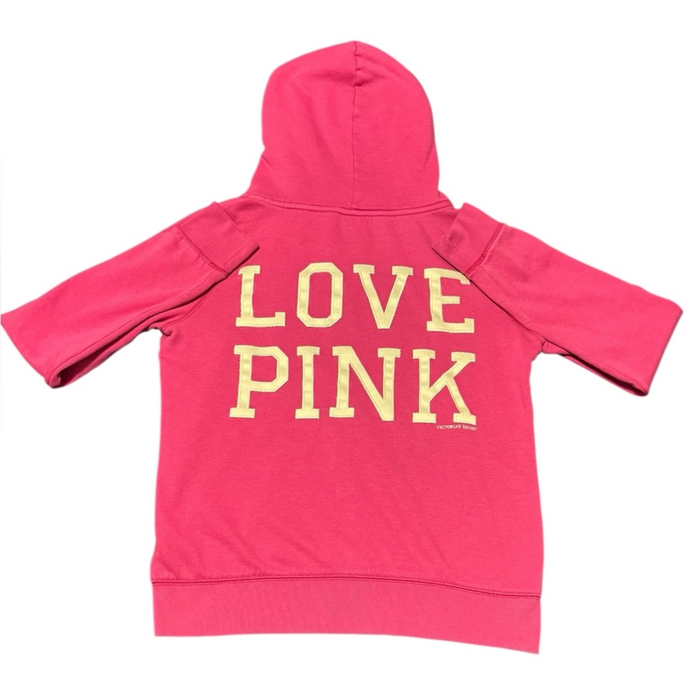 PINK Victoria's Secret Hoodie LOVE PINK Size Large Zip Front Y2K Spell Out Back